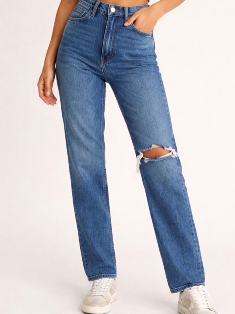 LONG Abercrombie & Fitch 90s Straight Ultra High Rise Jeans Medium Wash Size 28